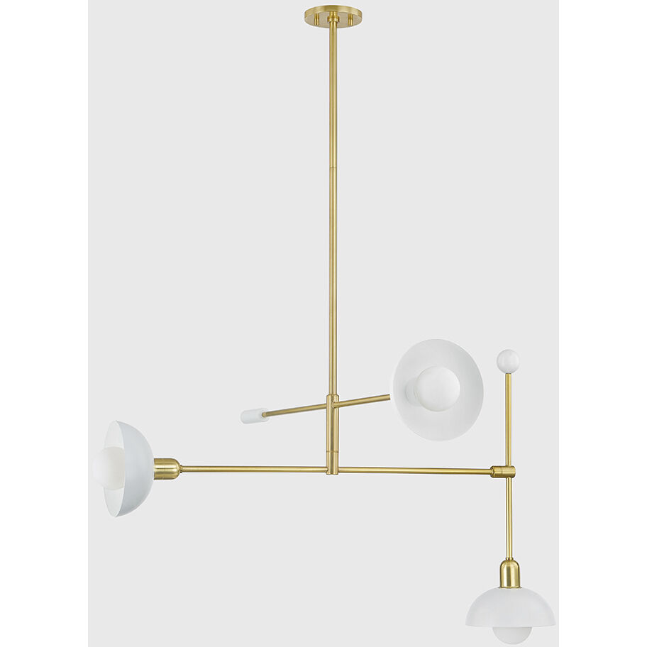 Billie 3 Light 36 inch Aged Brass/Soft White Chandelier Ceiling Light